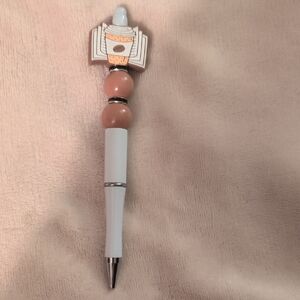 Cute White and Pink Pen with Character Topper